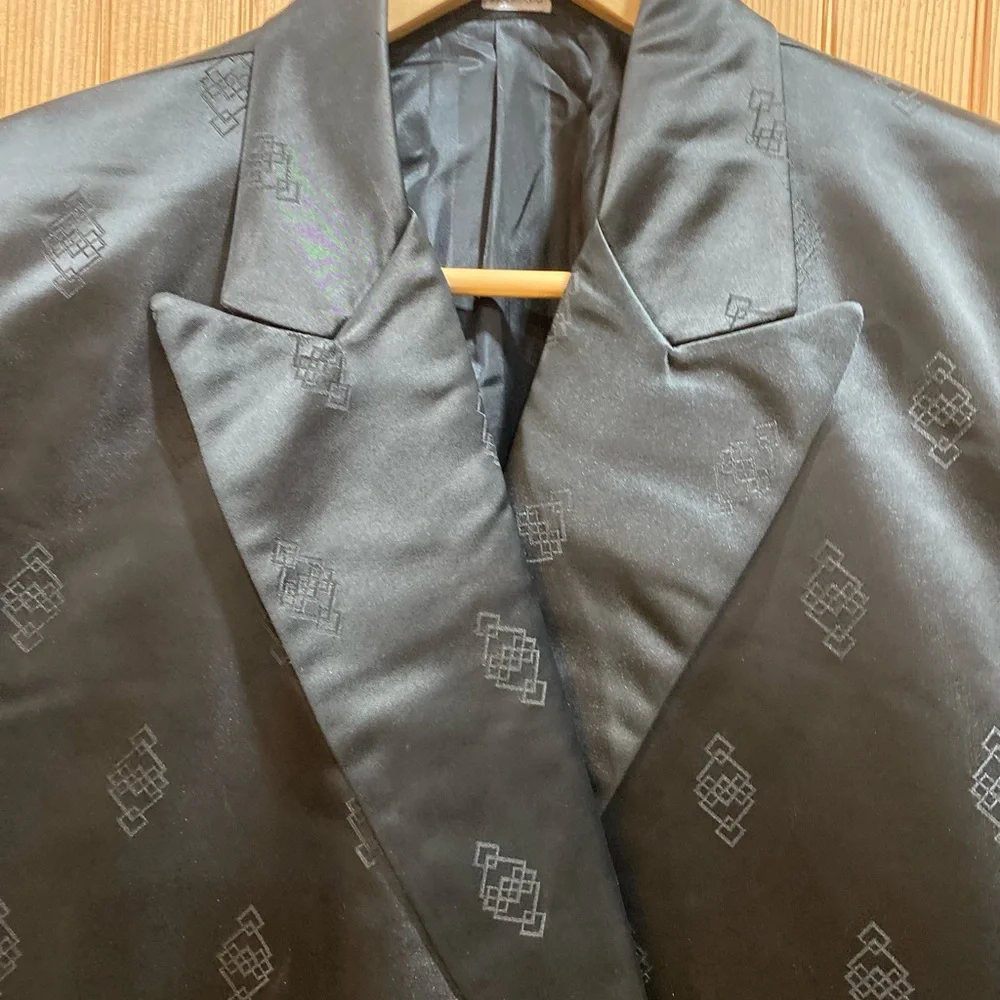 Vintage Men's Black Double-Breasted Smoking Coat